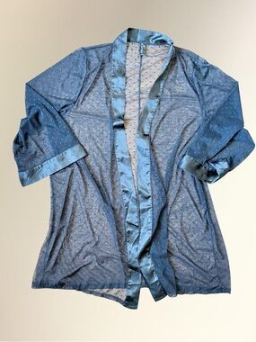 Sheer Satin-Trim Polka Dot Robe